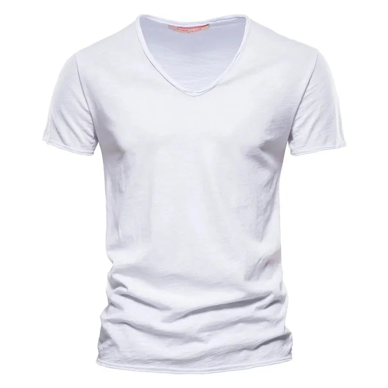 Soft V-Neck Tee For Men With 100 Percent Cotton Breathable Fit