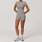 Women Yoga Set 2PCS Workout Set Sportswear Gym Clothing Fitness Long Sleeve High Waist Leggings Cycling Shorts WORKOUT REVOLUTION
