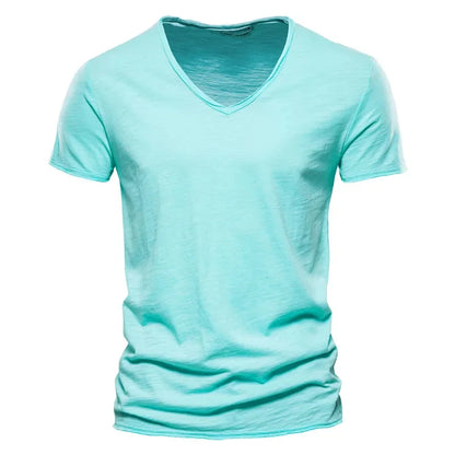 Soft V-Neck Tee For Men With 100 Percent Cotton Breathable Fit