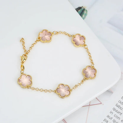 Silver Plated Rose Gold Clover Bracelet - Luxurious High Quality Jewelry for Women