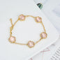Silver Plated Rose Gold Clover Bracelet - Luxurious High Quality Jewelry for Women