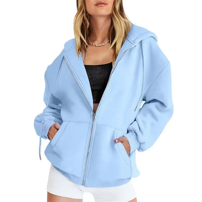 Women's Hoodie With Zip Front Long Sleeves for casual wear