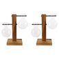 Glass Bulb Vase on Wooden Stand for Desk Decor and Office Display