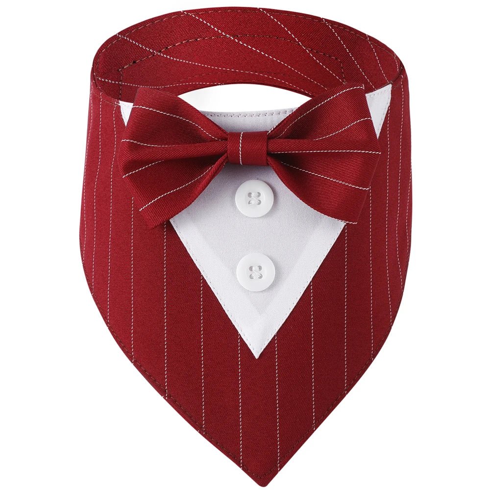 Wedding Big Dog Triangle Scarf with Bow Tie Handsome Pet Bandana for Small Large Dogs Golden Retriever Shepherd Labrador Bibs