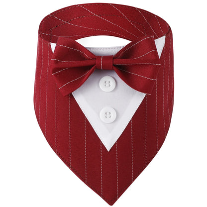 Wedding Big Dog Triangle Scarf with Bow Tie Handsome Pet Bandana for Small Large Dogs Golden Retriever Shepherd Labrador Bibs