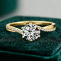 Twisted Ring Moissanite 1ct Centerpiece in Sterling Silver for Everyday Wear with Side Zircon Accents