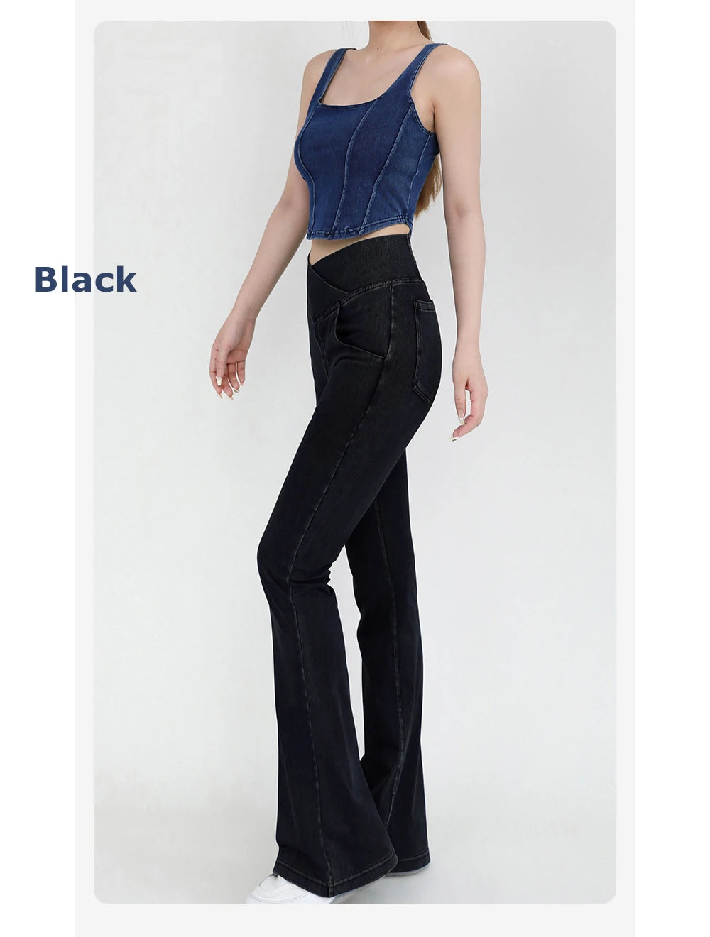High Waist Denim Bell Bottom Jeans for Women with 4 Way Stretch and Comfortable Fit
