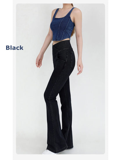 High Waist Denim Bell Bottom Jeans for Women with 4 Way Stretch and Comfortable Fit
