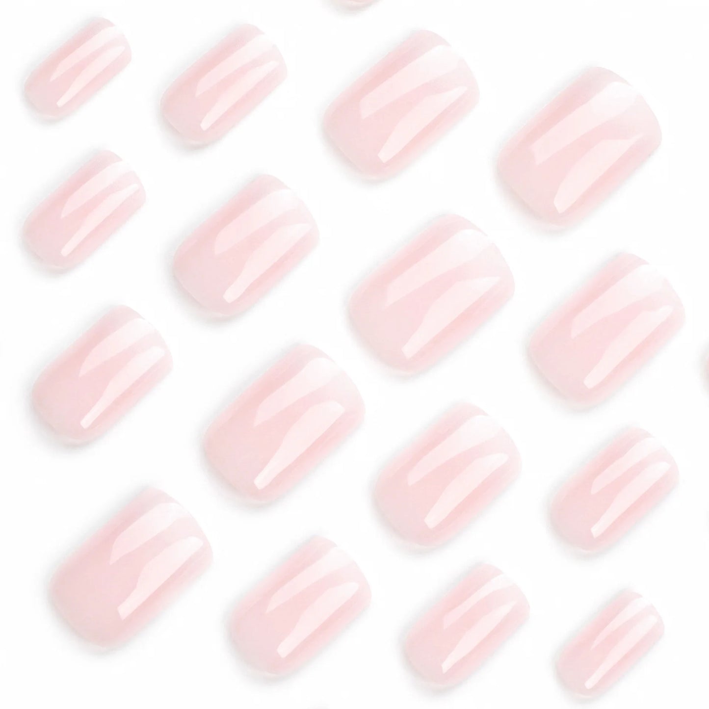 Glossy Press on Nails Set Short Oval Shiny Gradient French Nail Art Design Reusable Full Cover Fake Nails with Glue for Girls