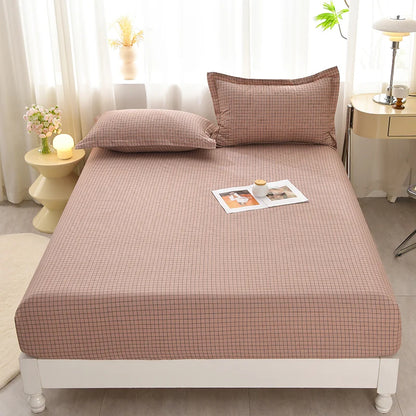 Soft Bedsheet Simple Style Bed Cover Single/Queen/King Size Bed Linen Home Fitted Sheets 침대시트 (Pillowcase Need Order)