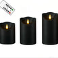 Black 3D Wick Flameless LED Pillar Candles with Remote and Timer
