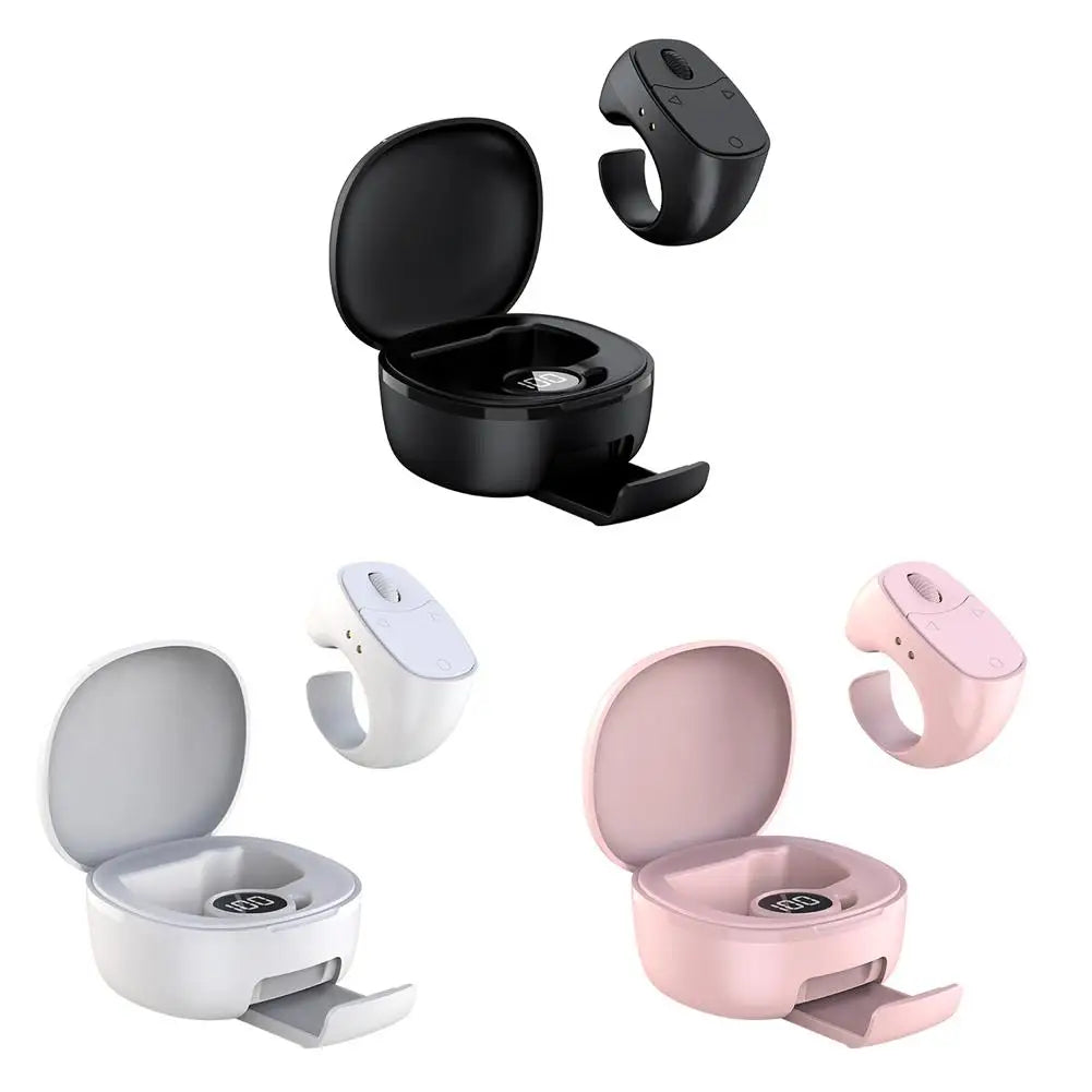 Bluetooth Ring Remote Control One Click Selfie Page Turning Roller Fingertip Controller for Phone Liking Scrolling Hands Free