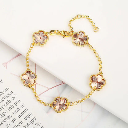 Silver Plated Rose Gold Clover Bracelet - Luxurious High Quality Jewelry for Women