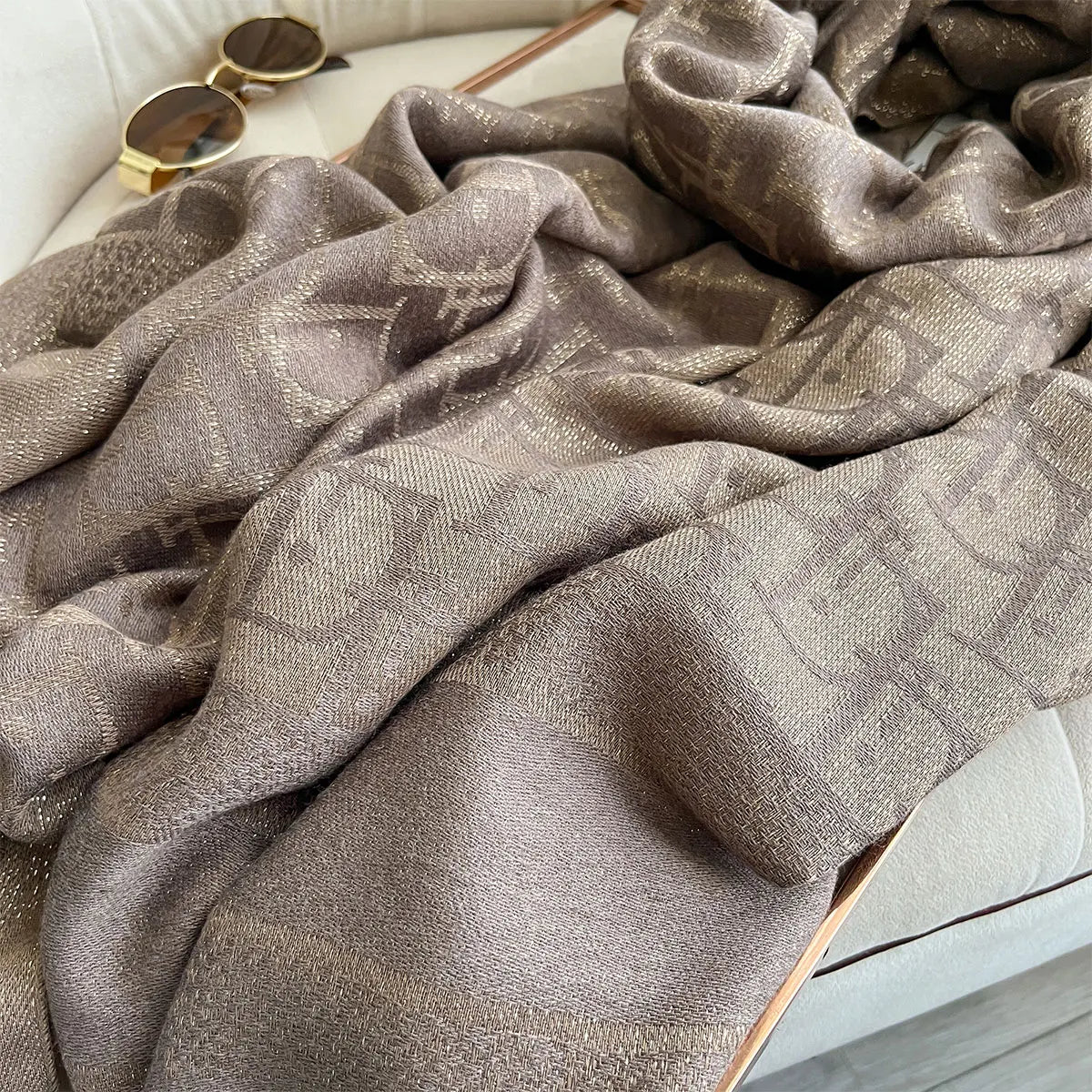 Golden Silk Blend Shawl Wrap for Women Long Scarf