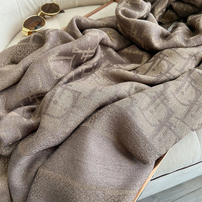 Golden Silk Blend Shawl Wrap for Women Long Scarf