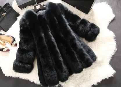 Luxe Faux Fur Jackets for Women Long Puff Sleeve Woman Coat Solid Short Warmth Outerwear Clause Ladies Elegant Streetwear