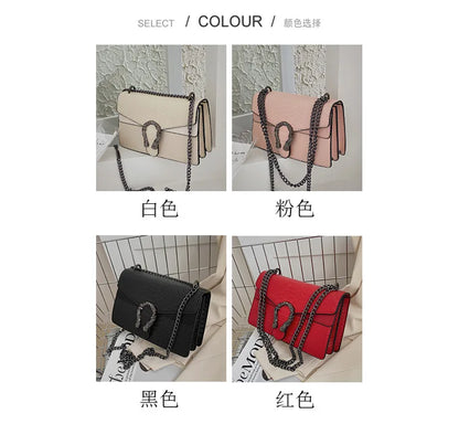 Retro Crossbody Bag with Snake Pattern Square Silhouette for Women