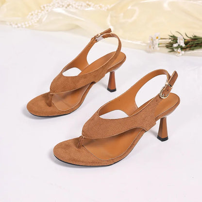 Polyurethane Sandals with Stiletto Heel and Adjustable Ankle Strap