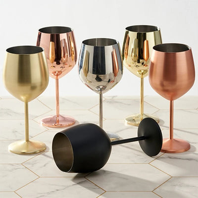 500ml Stainless Steel Wine Glasses Goblet Red Wine Cocktail Glass Unbreakable Metal Tall Champagne Glass Bar KTV European Style Goblet Glass