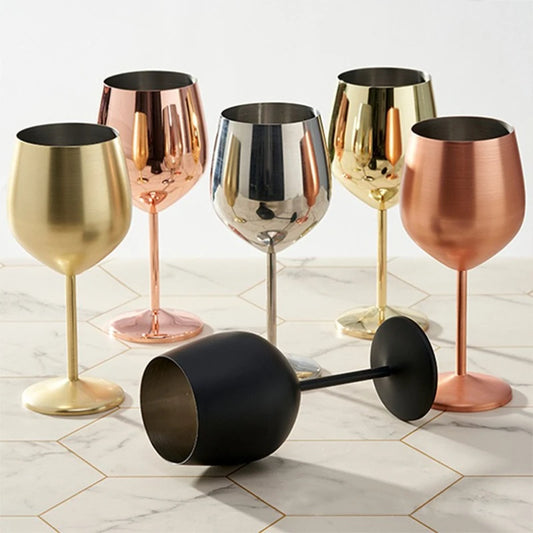 500ml Stainless Steel Wine Glasses Goblet Red Wine Cocktail Glass Unbreakable Metal Tall Champagne Glass Bar KTV European Style Goblet Glass