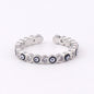 Adjustable Ring with Blue Evil Eye Open Copper Gold Tone Zircon Accent