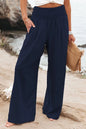 Women's Nylon-Cotton Blend Pants With Drawstring Wide-Leg And Mid Rise Breathable