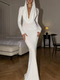 Classic Dress White Maxi Knit Silhouette for Sculpting Evening Wear