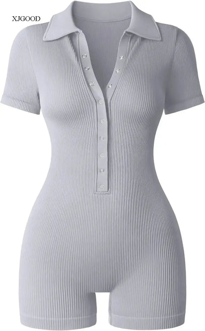 Breathable Collared Jumpsuit with Cinched Waist