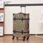 Trendy Retro Luggage Women's Roller Trunk Leopard Print Leather Suitcase 20" Boarding Box Set Waterproof Password Suitcase