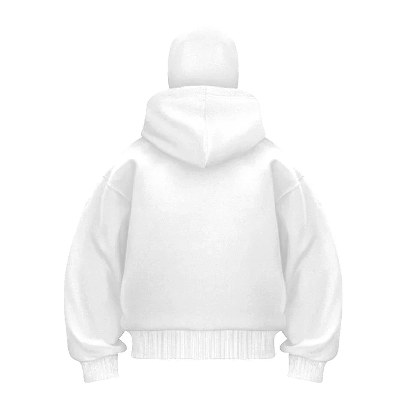 Unisex Cotton Fleece Hooded Zip Up Sweatshirt With Plain Design And Front Pouch Pocket