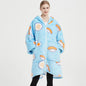Unisex Ultra Thick Lamb Velvet Pajamas With Hooded Blanket And Zipper For Winter Sleepwear