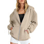 Women's Cotton Blend Hooded Sweatshirt With Zipper And Drawstring Pocket Long Sleeve