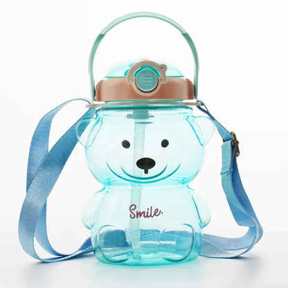 Insulated Teddy Bear Water Bottle 1000ml With Straw And Strap