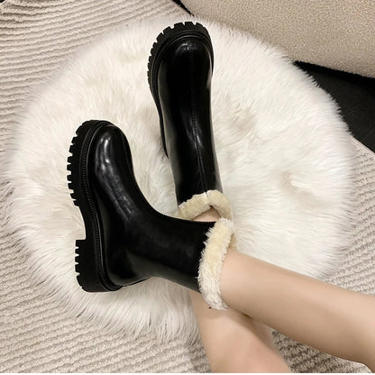 Winter Women Warm Plush Ankle Boots - Comfort Non-Slip Big Size Cotton Short Boots