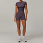 Women Yoga Set 2PCS Workout Set Sportswear Gym Clothing Fitness Long Sleeve High Waist Leggings Cycling Shorts WORKOUT REVOLUTION