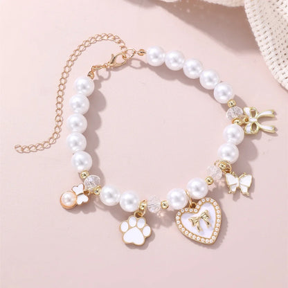 Imitation Pearl Cute Dog Necklace Pet Collar Accessories Jewelry Neck Chain For Small Dogs Large Dog Cats necklace