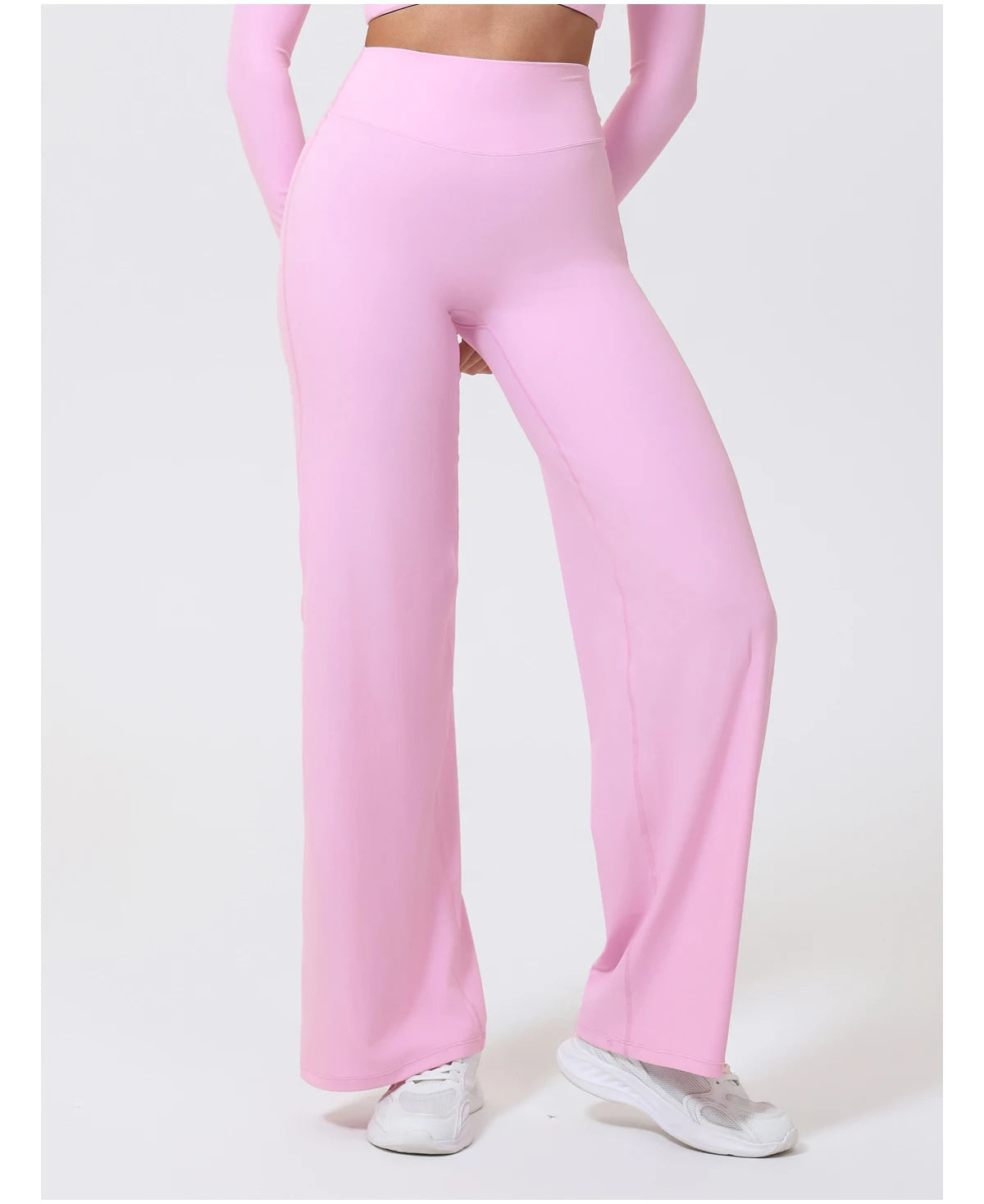 Light pink high waist compression leggings in stretchy, quick-dry knit for workout and activewear.