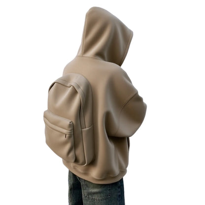 Street Style Backpack Hoodies Men Loose Zip Hooded Sweatshirt Attached Bags and Pockets Y2K Style Integrated School Bag Hoodie