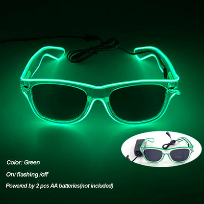 Gifts & Novelty LED festival glasses with glowing wire illumination and battery pack