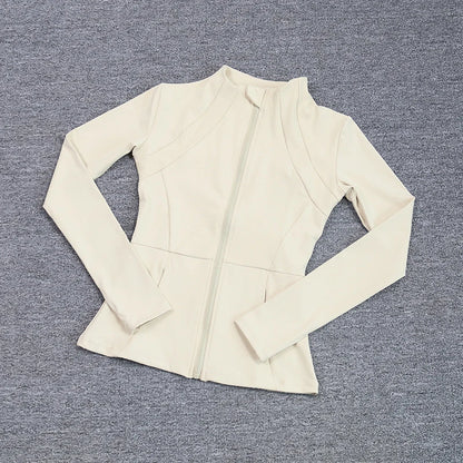 Luxe Yoga fitted Coat Women's Slimming Long Sleeve Fast Running Thin Pilates Fitness Suit Top Clothing