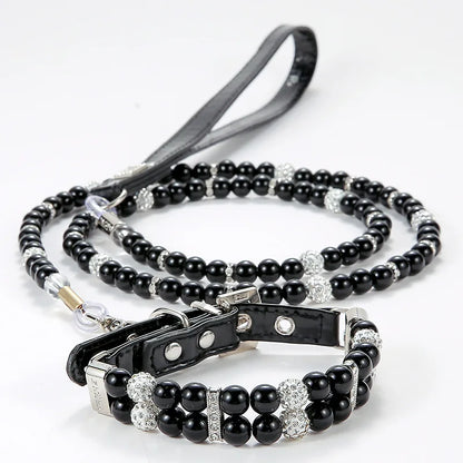 Pet Leash Collar Jewelry Pearl Cat Necklace Small and Medium-sized Dog Harnesses Supplies Wholesale