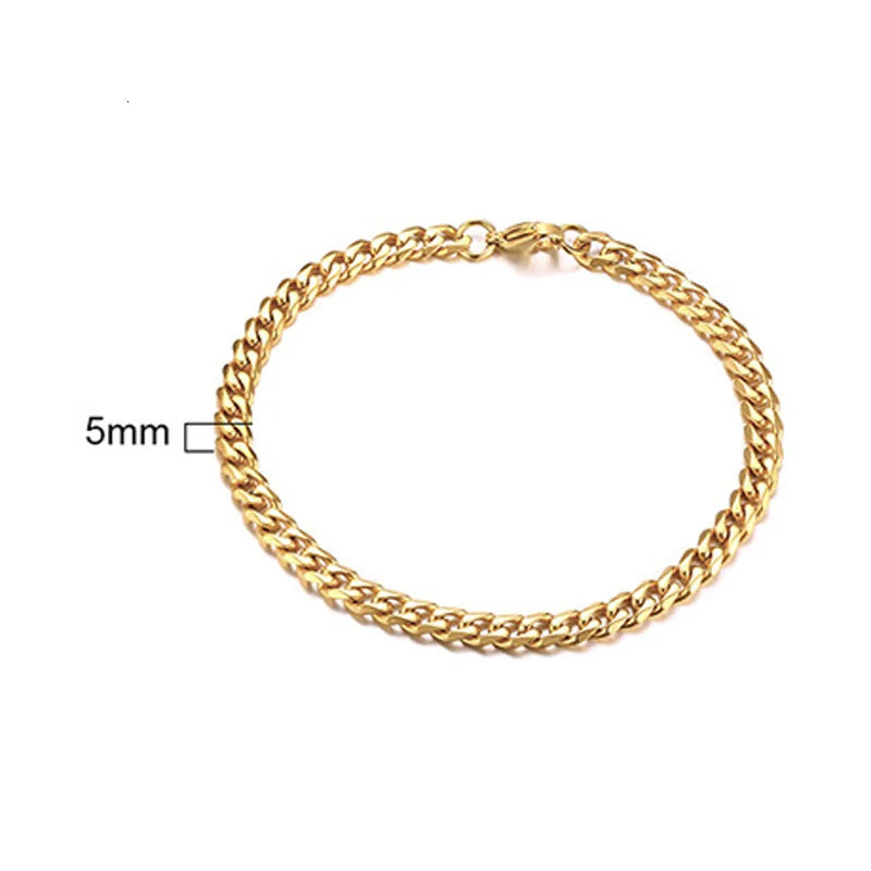 Stainless steel Cuban link chain bracelet