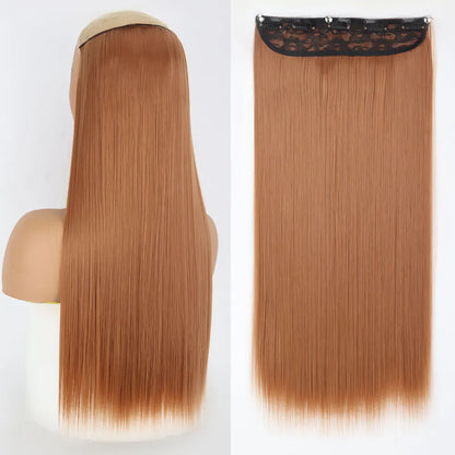 Heat-Resistant Clip-In Hair Extensions Five Clips for Dark Hair