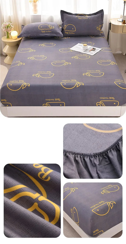 Soft Bedsheet Simple Style Bed Cover Single/Queen/King Size Bed Linen Home Fitted Sheets 침대시트 (Pillowcase Need Order)
