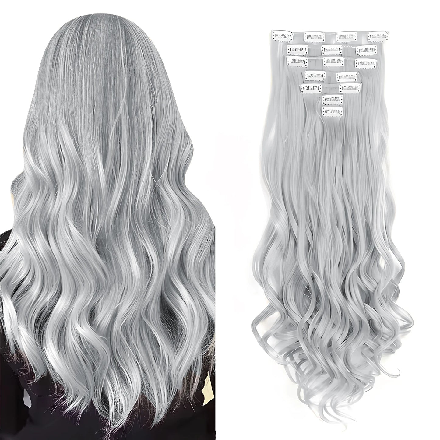 Lush Clip In Extensions 7 Piece Full Head 22 Inch Curly Wavy Hair