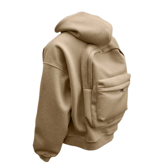 Streetwear Fashion Backpack Hoodie Three dimensional Backpack Casual Hoodie Autumn Winter High Street Trend Top Loose Sportswear