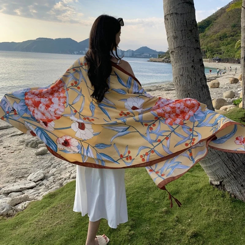 Women's printed beach sarong wrap scarf and sun cover