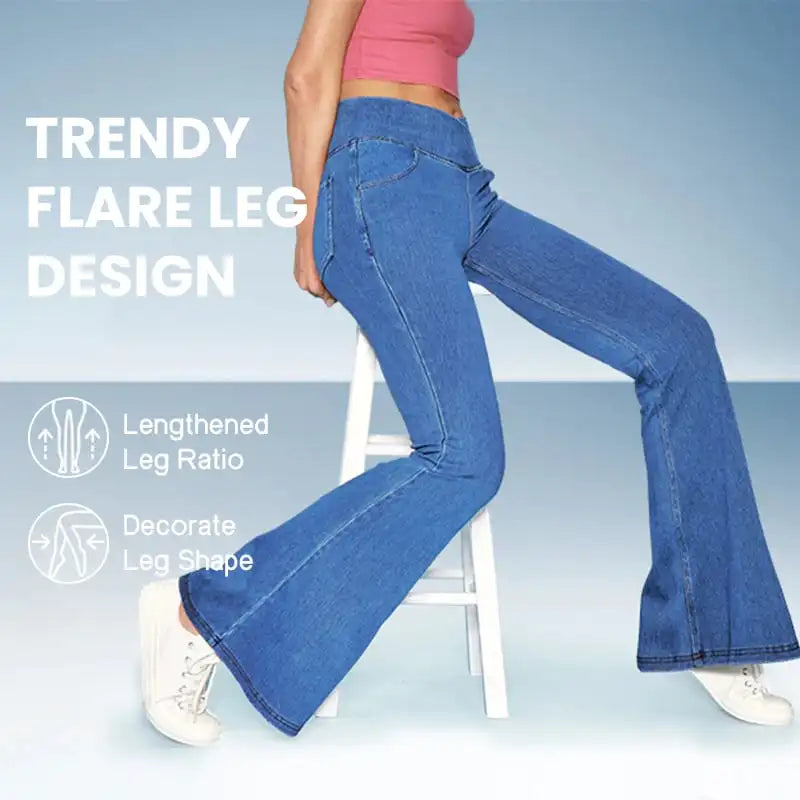 Stretch Pants High Waisted Crossover Flare with Bootcut Silhouette