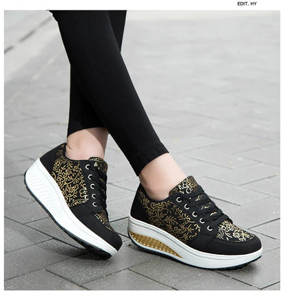 Women Leather Casual Sneakers Fashion Comfortable Platform Walking Shoes Wedge Moccasins Breathable Loafers Zapatos De Mujer
