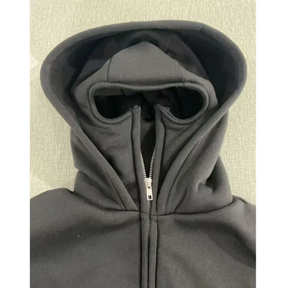 Unisex Hooded Jacket with Double Hood and Zipper Closure in Loose Fit for Spring and Autumn